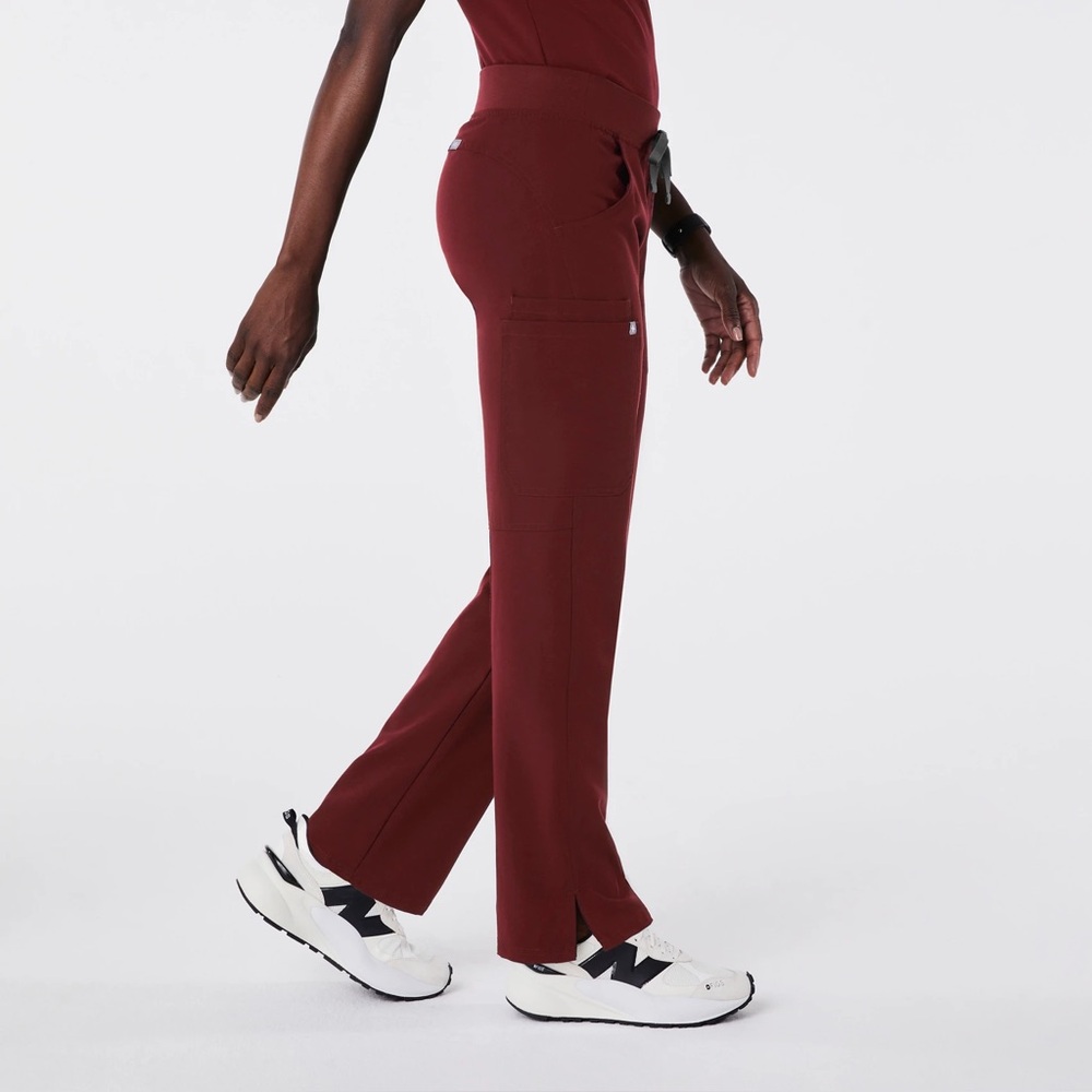 FIGS Kade Cargo Scrub Pants Women Anti-Wrinkle Medical Burgundy Size Large Tall - Picture 2 of 16